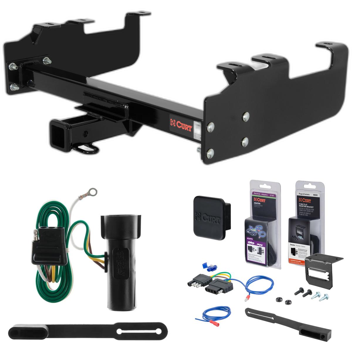 80 - 86 Ford F-350 Old body with 10" drop bumper Curt 2" Class 3 Trailer Tow Hitch + 5-Flat Wiring Kit Tow Boat/Utility Trailer with Surge Brakes 13099 thumbnail 0