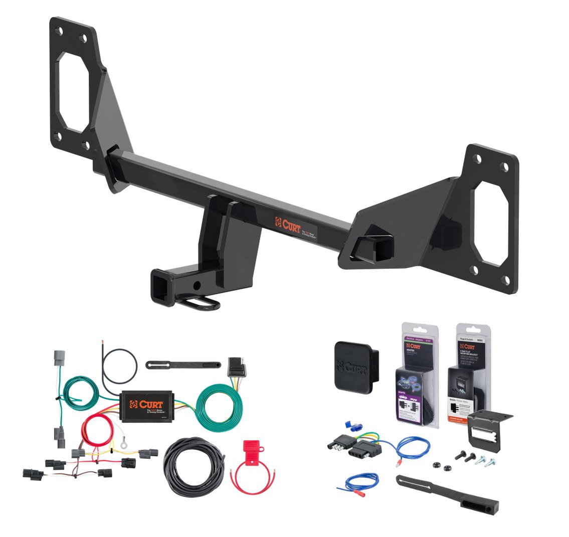 2016 - 2020 Honda Civic Coupe, excluding center exhaust Curt 1-1/4" Class 1 Trailer Tow Hitch + 5-Flat Wiring Kit Tow Boat/Utility Trailer with Surge Brakes 11591 thumbnail 0