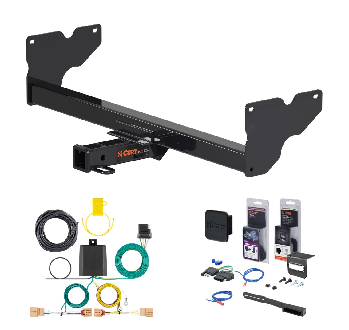 2018 - 2024 Volkswagen Tiguan Curt 2" Class 3 Trailer Tow Hitch + 5-Flat Wiring Kit Tow Boat/Utility Trailer with Surge Brakes 13381 thumbnail 0
