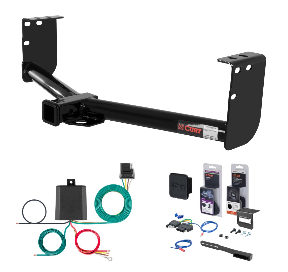 2007 - 2021 Toyota Tundra Excluding factory receiver Curt 2" Class 3 Trailer Tow Hitch + 5-Flat Wiring Kit Tow Boat/Utility Trailer with Surge Brakes 13198 thumbnail 0