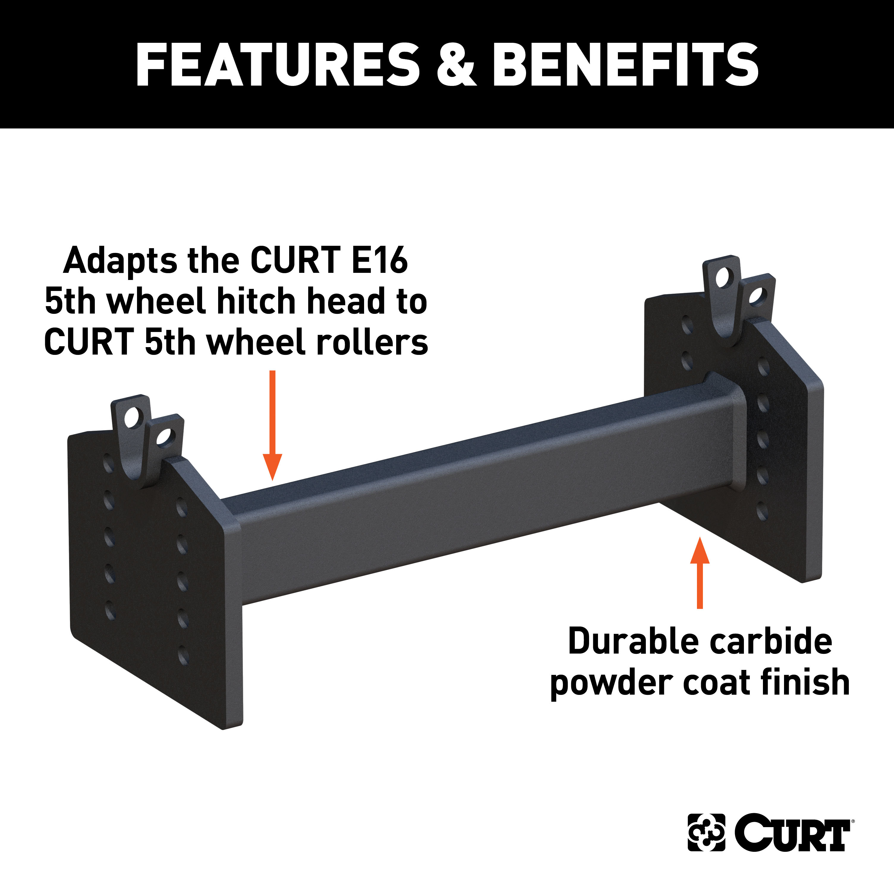 CURT E16 5th Wheel Hitch Head Adapter Trailer Hitch Receiver Tube Adapter thumbnail 1