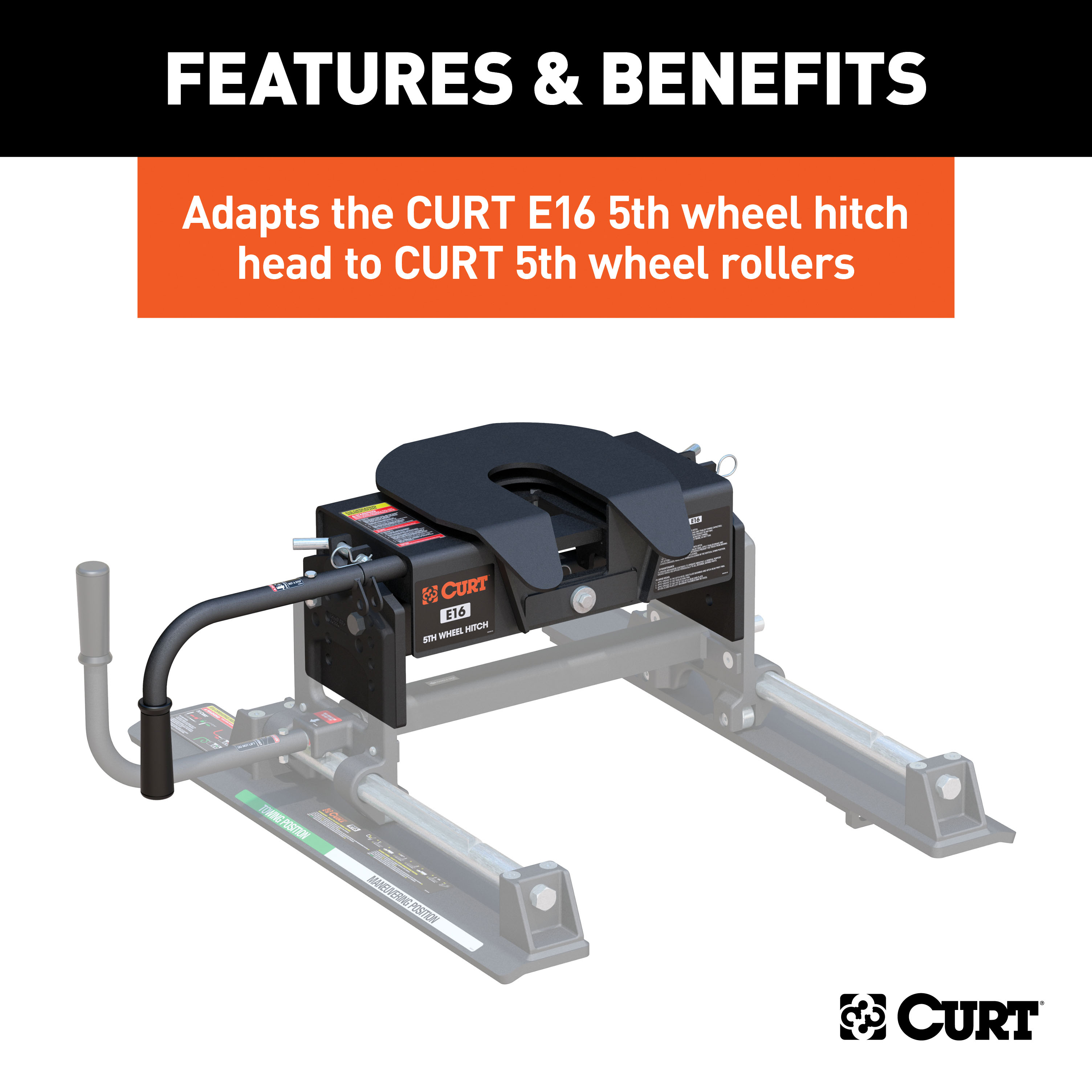 CURT E16 5th Wheel Hitch Head Adapter Trailer Hitch Receiver Tube Adapter thumbnail 2