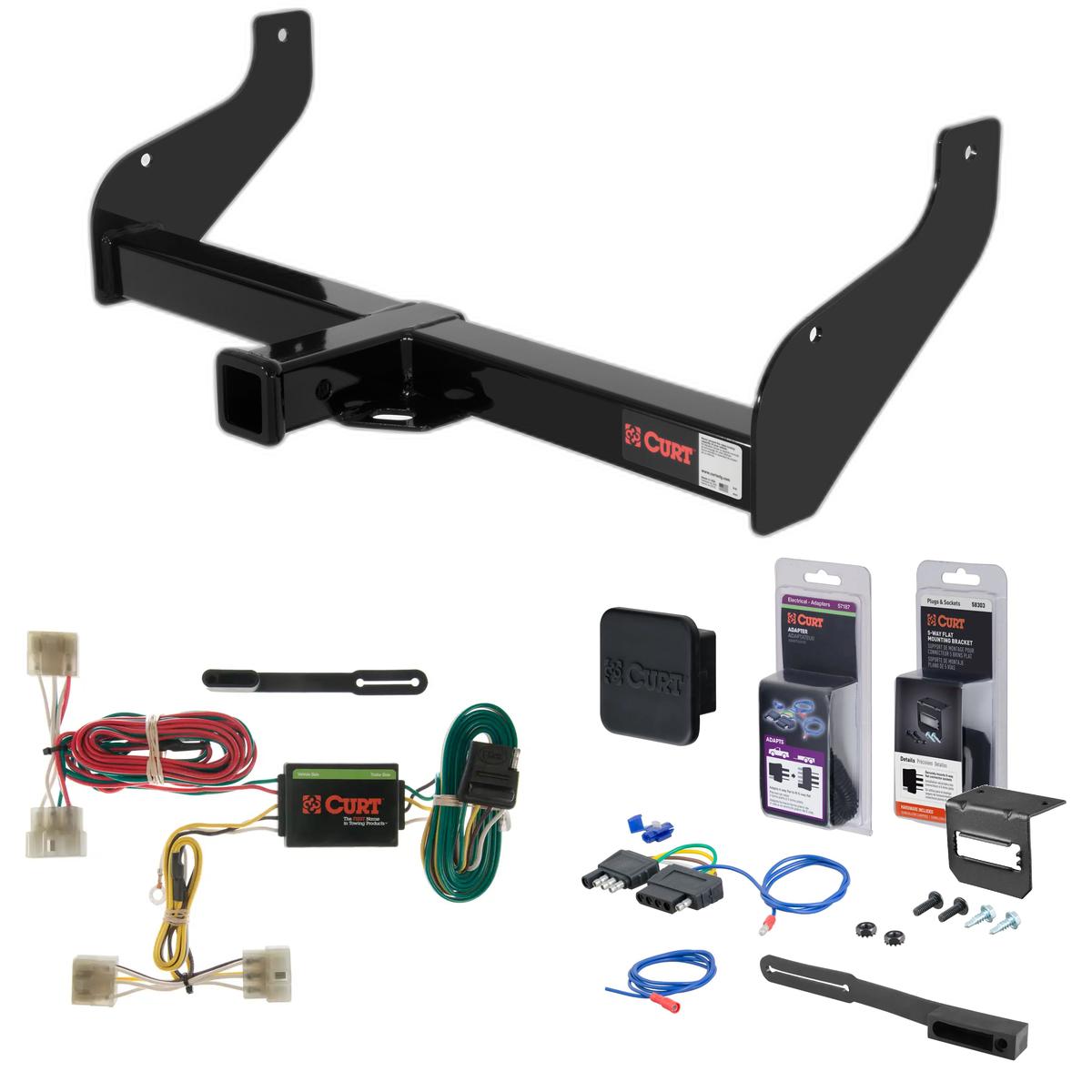 98 - 02 Kia Sportage Convertible Curt 2" Class 3 Trailer Tow Hitch + 5-Flat Wiring Kit Tow Boat/Utility Trailer with Surge Brakes 13537 thumbnail 0