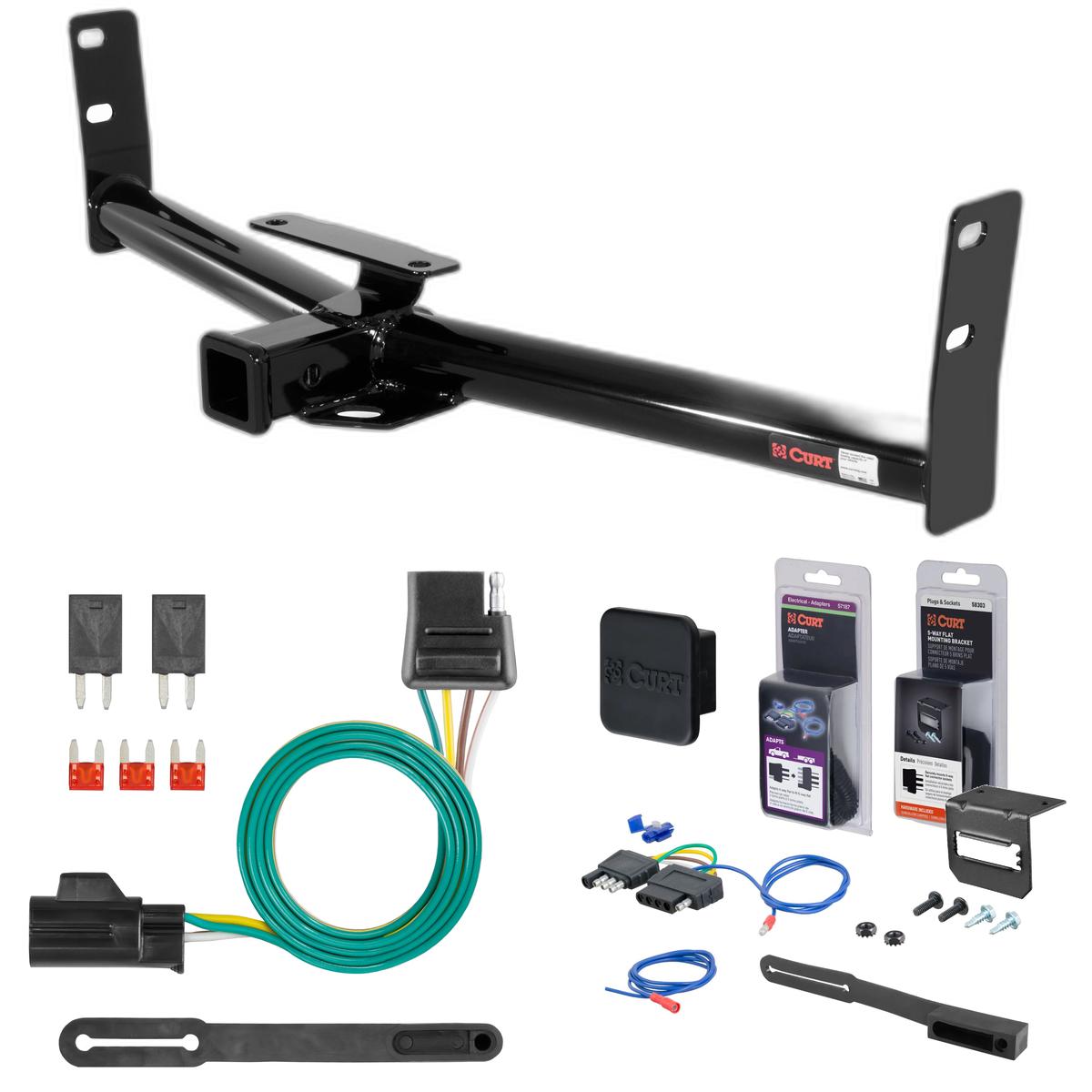 07 - 09 Pontiac Torrent Curt 2" Class 3 Trailer Tow Hitch + 5-Flat Wiring Kit Tow Boat/Utility Trailer with Surge Brakes 13591 thumbnail 0