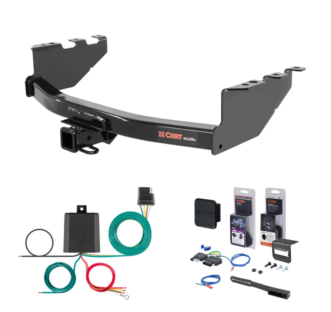 2014 - 2018 GMC Sierra 1500 Excluding roll pan bumper, Tommy Gate lift or 10" drop bumper Curt 2" Class 3 Trailer Tow Hitch + 5-Flat Wiring Kit Tow Boat/Utility Trailer with Surge Brakes 13175 thumbnail 0
