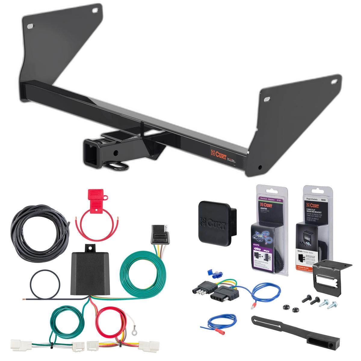 19 - 24 Toyota RAV4 Curt 2" Class 3 Trailer Tow Hitch + 5-Flat Wiring Kit Tow Boat/Utility Trailer with Surge Brakes 13416 thumbnail 0