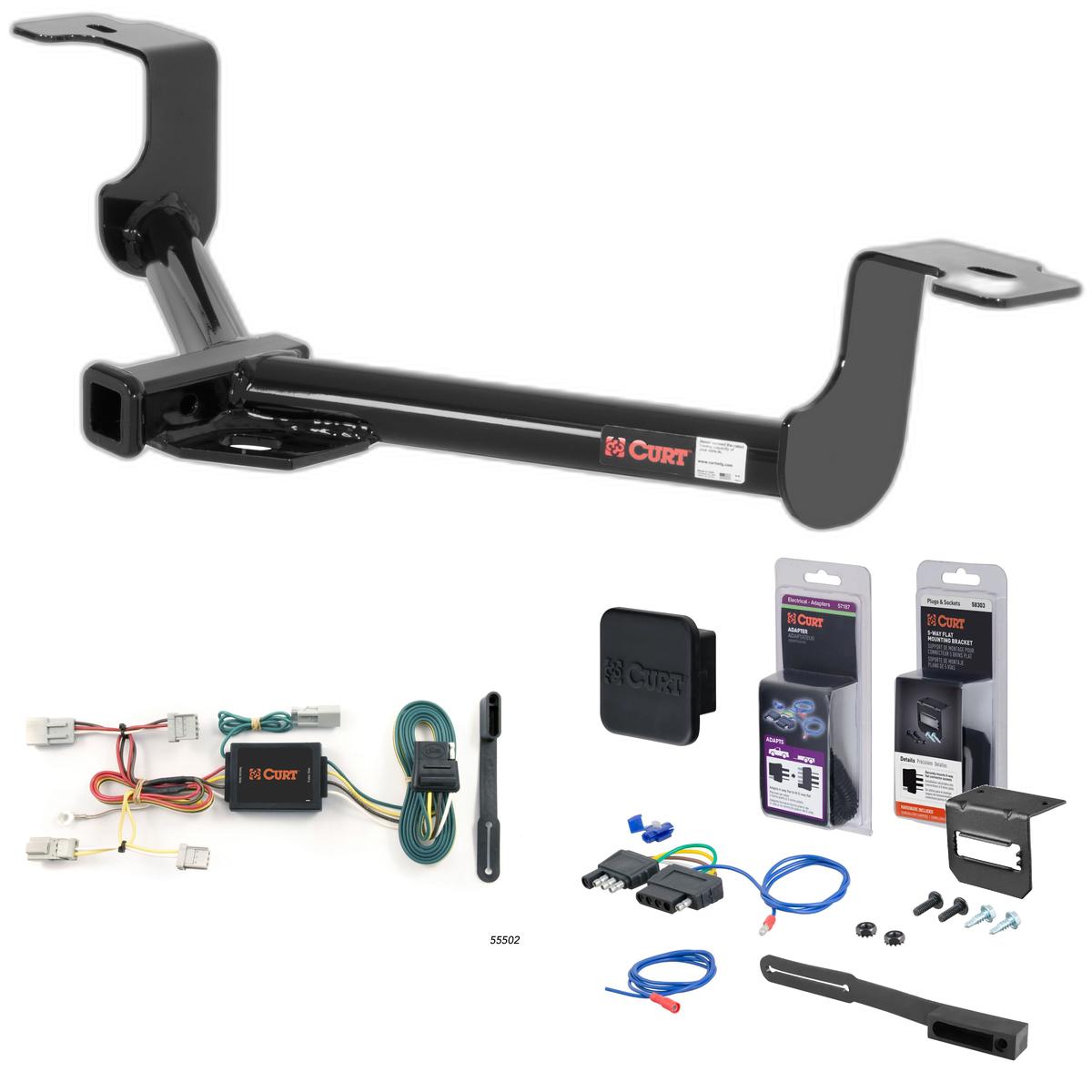 08 - 10 Honda Accord Sedan Curt 1-1/4" Class 1 Trailer Tow Hitch + 5-Flat Wiring Kit Tow Boat/Utility Trailer with Surge Brakes 11496 thumbnail 0