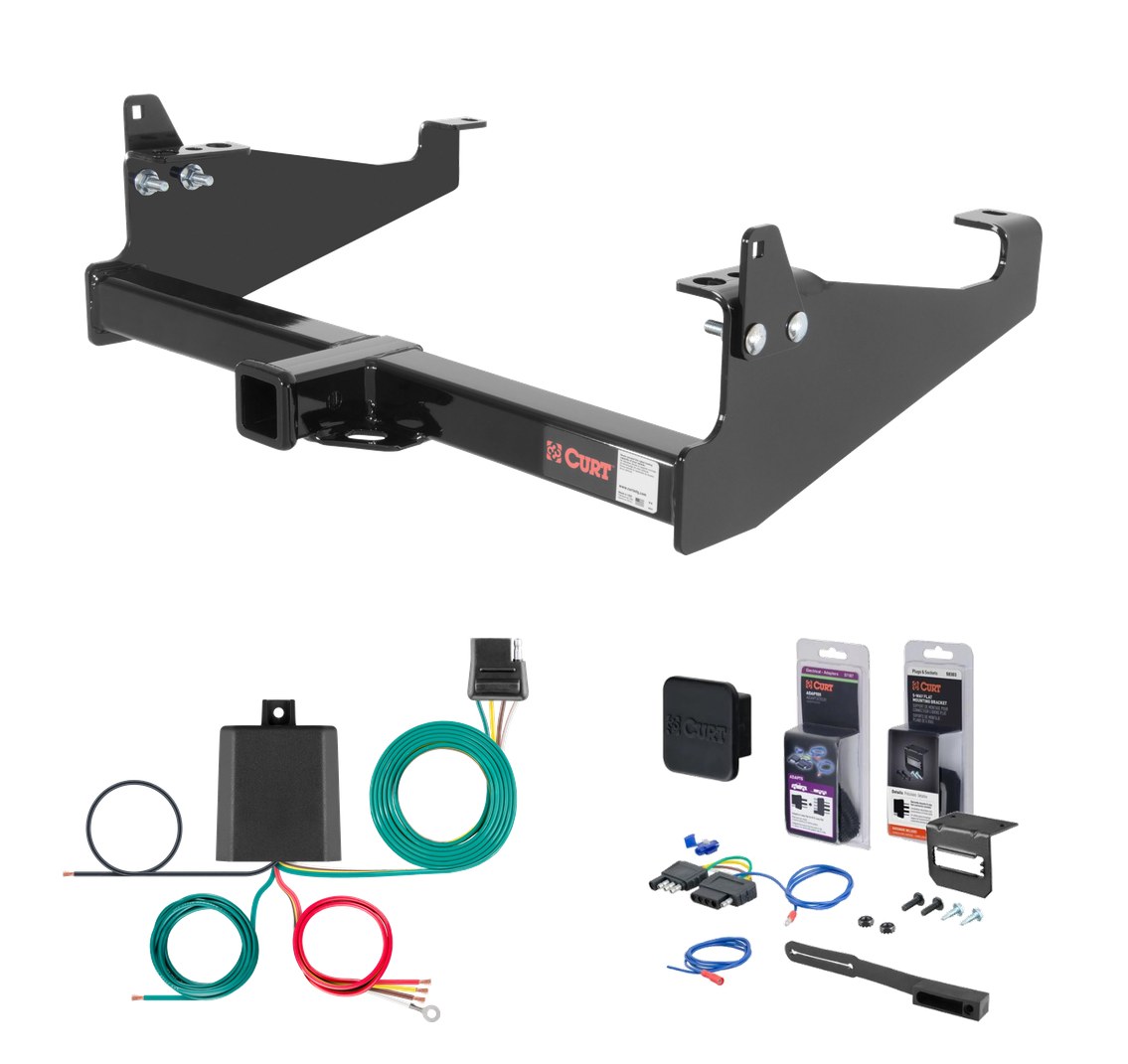 1999 - 2019 Ford F-550 Super Duty Cab & chassis with 34" frame width (O.D.) Curt 2" Class 4 Trailer Tow Hitch + 5-Flat Wiring Kit Tow Boat/Utility Trailer with Surge Brakes 14048 thumbnail 0