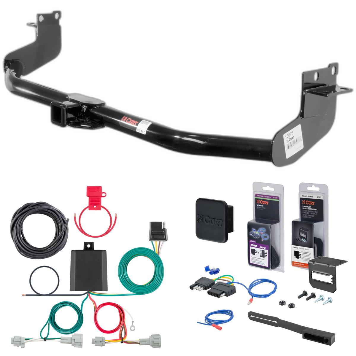 11 - 17 Nissan Quest Curt 2" Class 3 Trailer Tow Hitch + 5-Flat Wiring Kit Tow Boat/Utility Trailer with Surge Brakes 13078 thumbnail 0