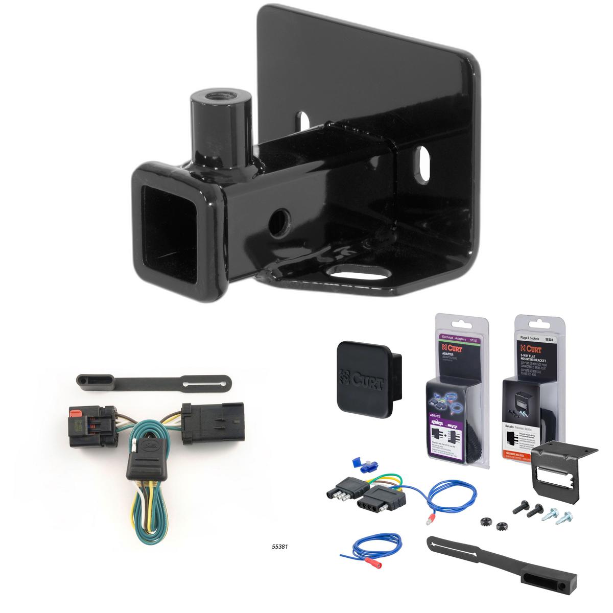 06 - 09 Mitsubishi Raider Curt 2" Class 3 Trailer Tow Hitch + 5-Flat Wiring Kit Tow Boat/Utility Trailer with Surge Brakes 13229 thumbnail 0