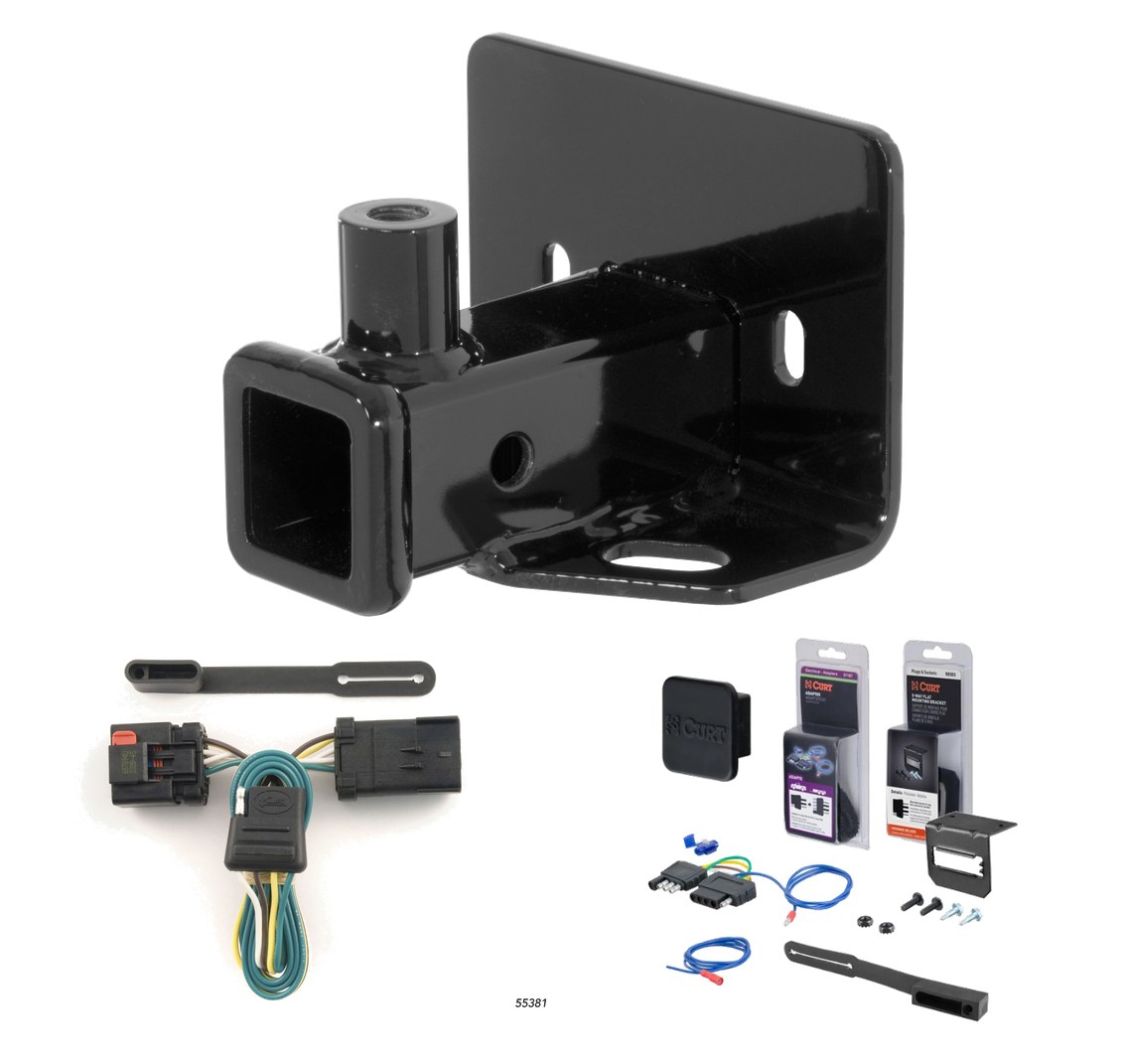 2006 - 2009 Mitsubishi Raider Curt 2" Class 3 Trailer Tow Hitch + 5-Flat Wiring Kit Tow Boat/Utility Trailer with Surge Brakes 13229 thumbnail 0