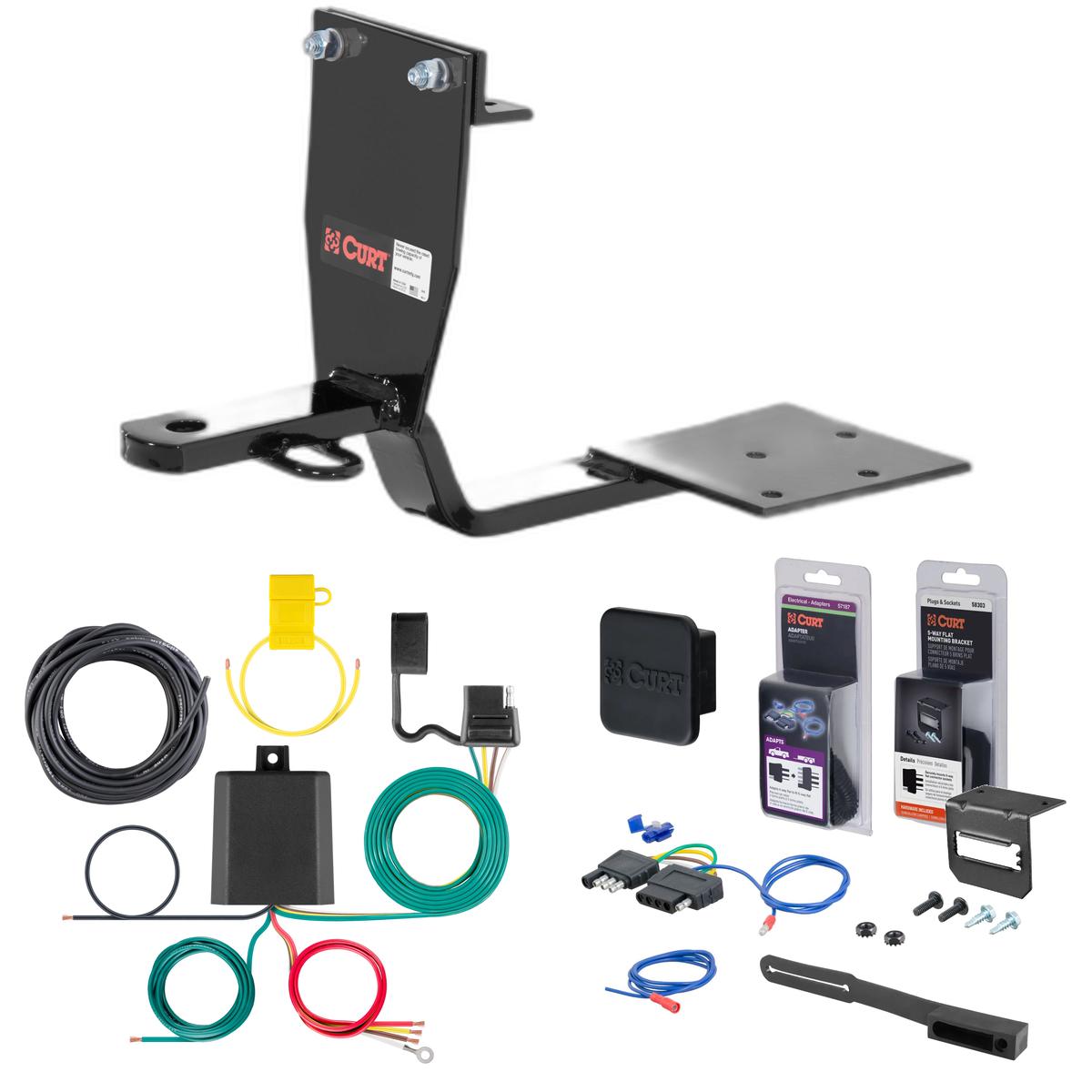 91 - 92 BMW 318i Convertible Curt FLAT, Class 1 Trailer Tow Hitch + 5-Flat Wiring Kit Tow Boat/Utility Trailer with Surge Brakes 11514 thumbnail 0