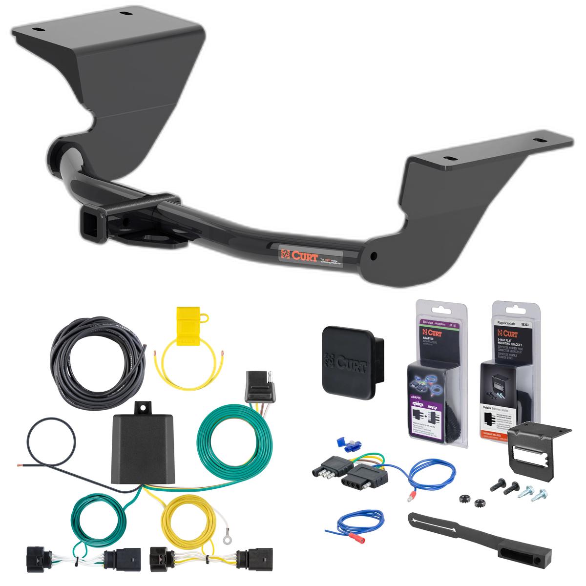 19 - 24 Volkswagen Jetta Sedan, excluding GLI Curt 1-1/4" Class 1 Trailer Tow Hitch + 5-Flat Wiring Kit Tow Boat/Utility Trailer with Surge Brakes 11540 thumbnail 0