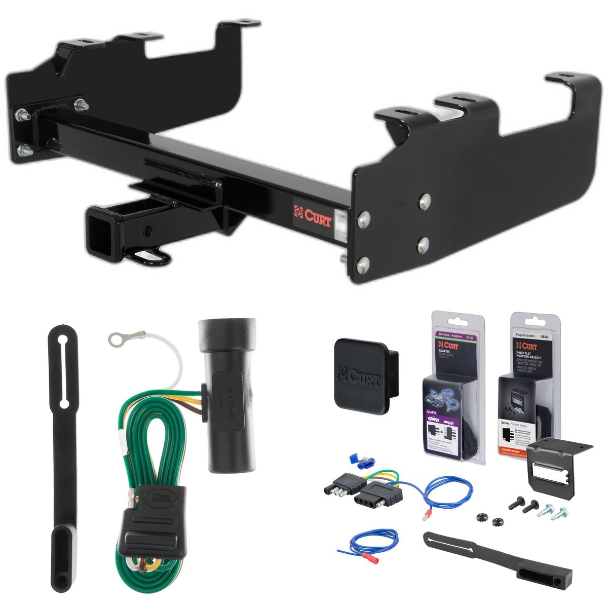 79 - 84 GMC K2500 With 10" step bumper Curt 2" Class 3 Trailer Tow Hitch + 5-Flat Wiring Kit Tow Boat/Utility Trailer with Surge Brakes 13099 thumbnail 0