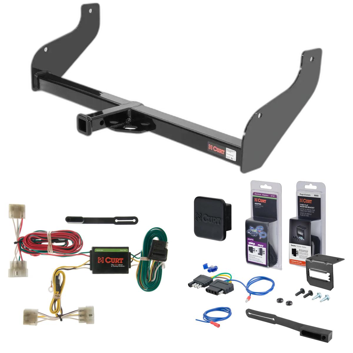 98 - 02 Kia Sportage Convertible Curt 1-1/4" Class 1 Trailer Tow Hitch + 5-Flat Wiring Kit Tow Boat/Utility Trailer with Surge Brakes 12237 thumbnail 0