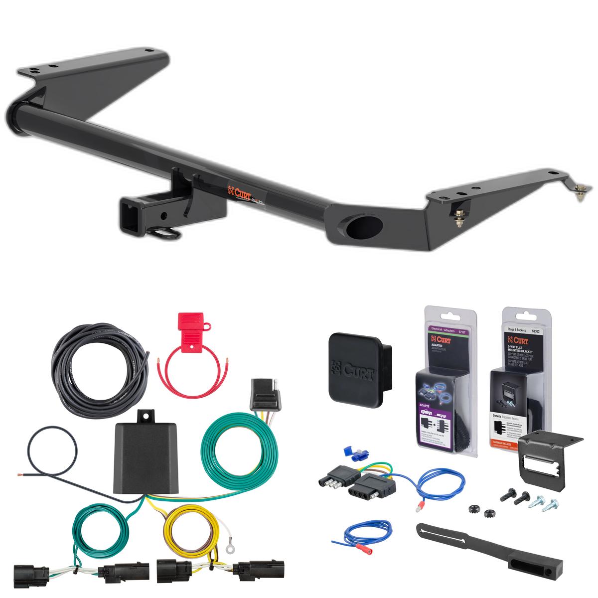 17 - 24 Chrysler Pacifica Hybrid only Curt 2" Class 3 Trailer Tow Hitch + 5-Flat Wiring Kit Tow Boat/Utility Trailer with Surge Brakes 13466 thumbnail 0