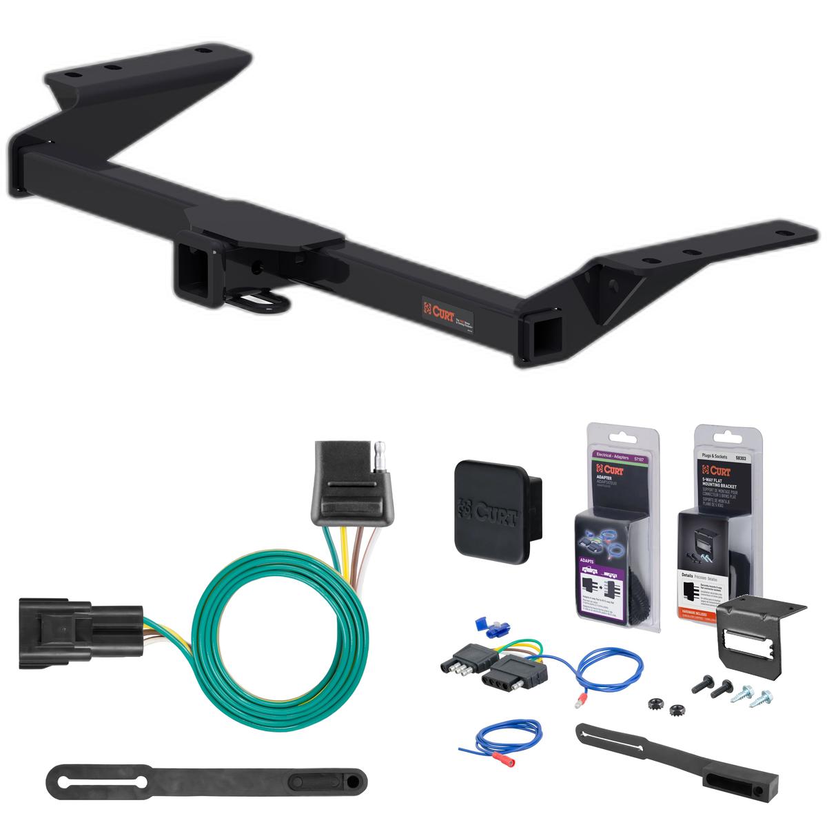 19 - 24 Chevrolet Blazer Excluding Premier Curt 2" Class 3 Trailer Tow Hitch + 5-Flat Wiring Kit Tow Boat/Utility Trailer with Surge Brakes 13418 thumbnail 0