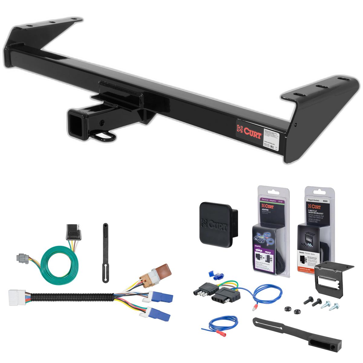 05 - 24 Nissan Frontier Curt 2" Class 3 Trailer Tow Hitch + 5-Flat Wiring Kit Tow Boat/Utility Trailer with Surge Brakes 13241-1 thumbnail 0