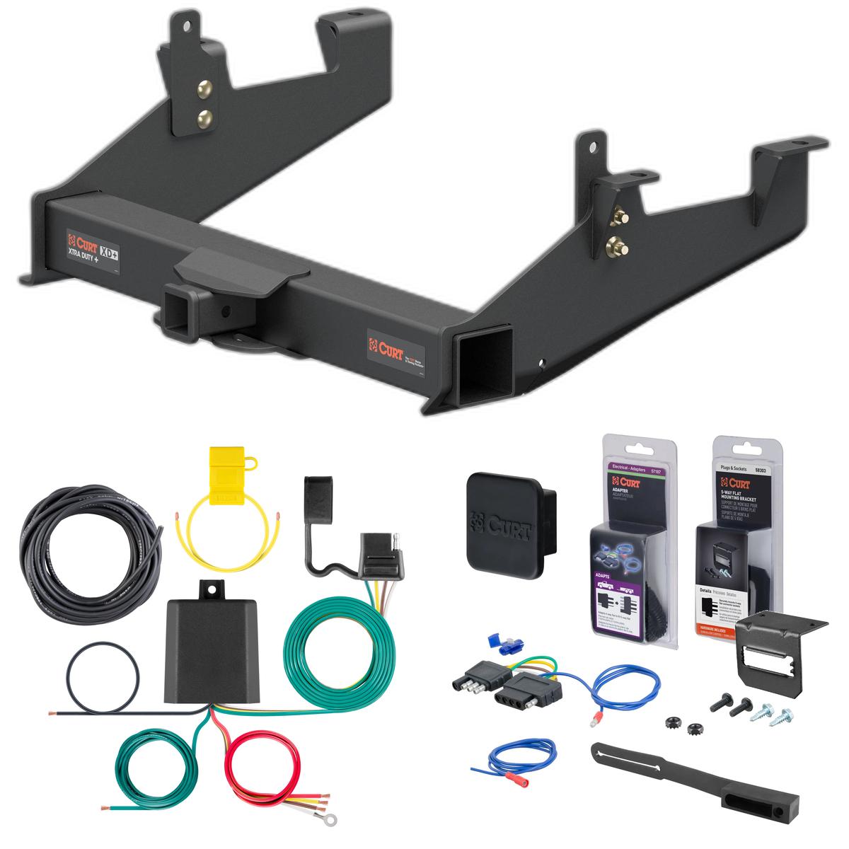 20 - 24 Chevrolet Silverado 3500 HD 6' bed, excluding factory receiver, Tommy Gate lift or cab & chassis Curt 2" Class 5 Trailer Tow Hitch + 5-Flat Wiring Kit Tow Boat/Utility Trailer with Surge Brakes 15007 thumbnail 0