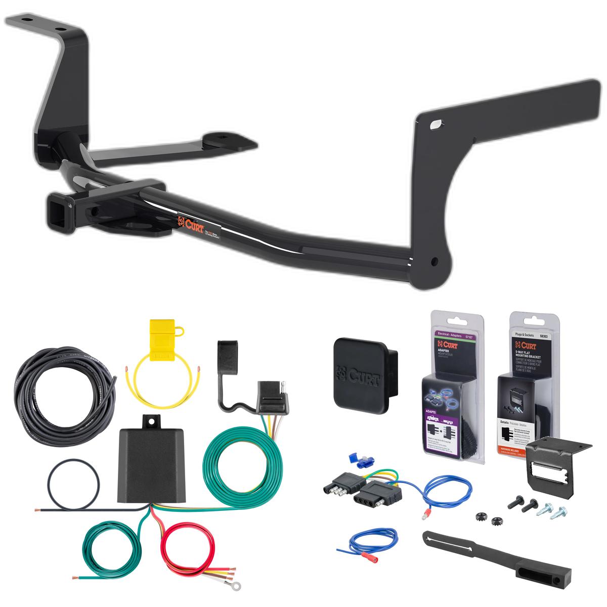 05 - 18 Volkswagen Jetta Sedan, excluding diesel Curt 1-1/4" Class 1 Trailer Tow Hitch + 5-Flat Wiring Kit Tow Boat/Utility Trailer with Surge Brakes 11474 thumbnail 0