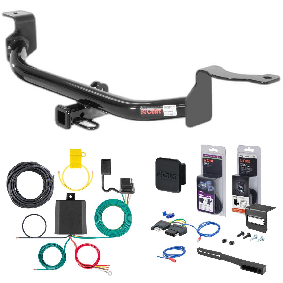 11 - 16 Honda CR-Z Curt 1-1/4" Class 1 Trailer Tow Hitch + 5-Flat Wiring Kit Tow Boat/Utility Trailer with Surge Brakes 11077 thumbnail 0