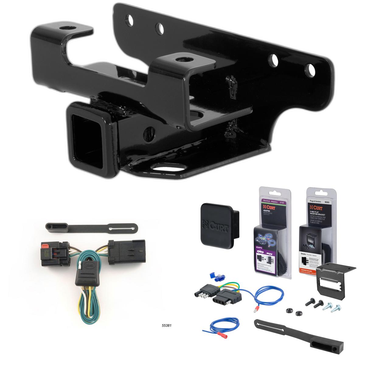 2002 Dodge Ram 1500 Factory style (built before 11/02) Curt 2" Class 3 Trailer Tow Hitch + 5-Flat Wiring Kit Tow Boat/Utility Trailer with Surge Brakes 13326-1 thumbnail 0