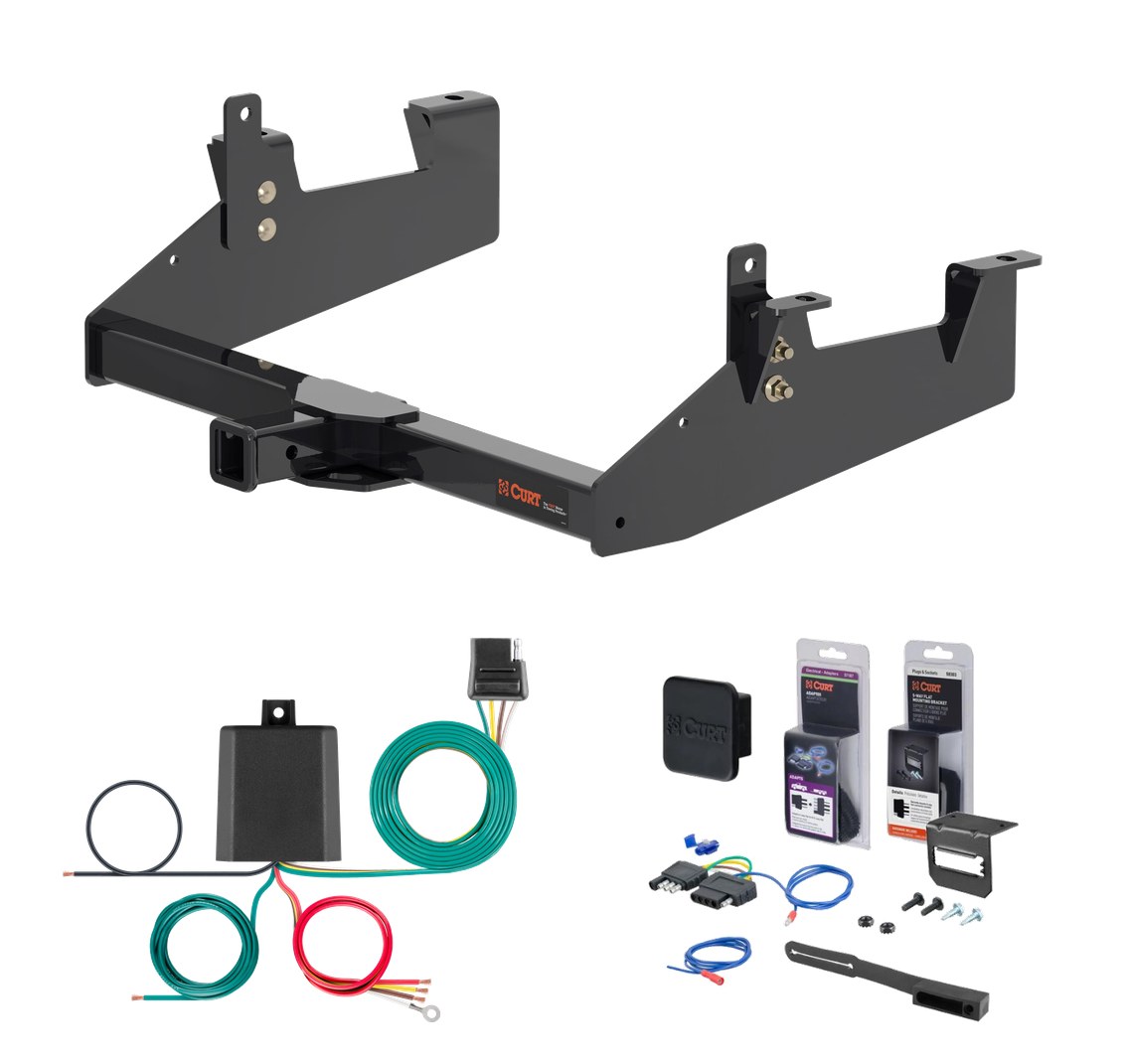 2020 - 2026 Chevrolet Silverado 3500 HD 8' bed, excluding factory receiver, Tommy Gate lift or cab & chassis Curt 2" Class 4 Trailer Tow Hitch + 5-Flat Wiring Kit Tow Boat/Utility Trailer with Surge Brakes 14005 thumbnail 0