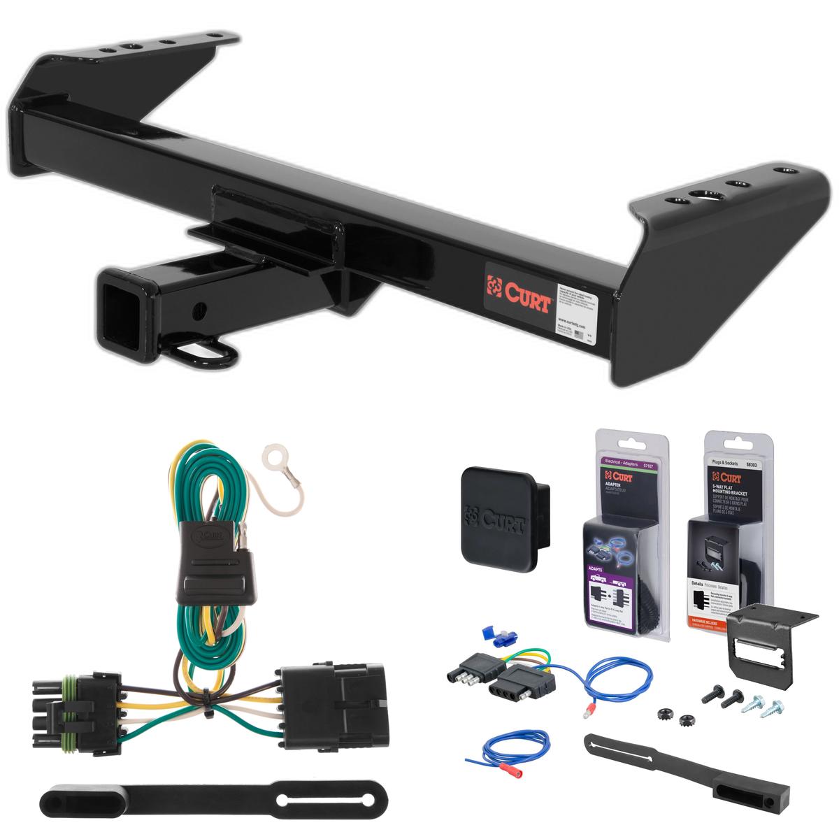 88 - 00 Chevrolet C2500 Cab & chassis Curt 2" Class 3 Trailer Tow Hitch + 5-Flat Wiring Kit Tow Boat/Utility Trailer with Surge Brakes 13028 thumbnail 0