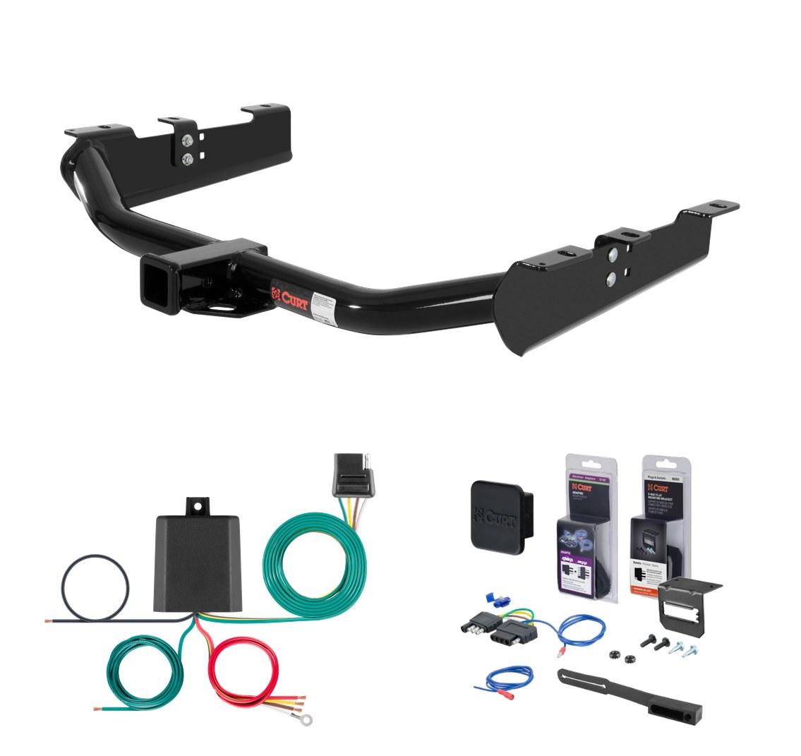 2001 - 2006 Chevrolet Silverado 3500 8' bed, excluding factory receiver, Tommy Gate lift, 10" drop bumper and cab & chassis Curt 2" Class 3 Trailer Tow Hitch + 5-Flat Wiring Kit Tow Boat/Utility Trailer with Surge Brakes 13211 thumbnail 0