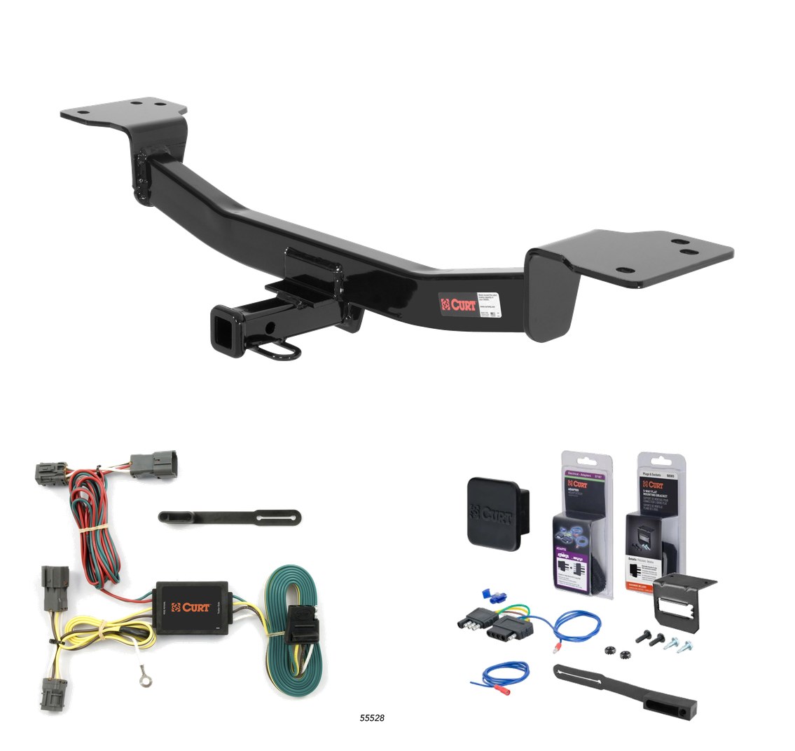 2005 - 2009 Hyundai Tucson Curt 1-1/4" Class 2 Trailer Tow Hitch + 5-Flat Wiring Kit Tow Boat/Utility Trailer with Surge Brakes 12126 thumbnail 0