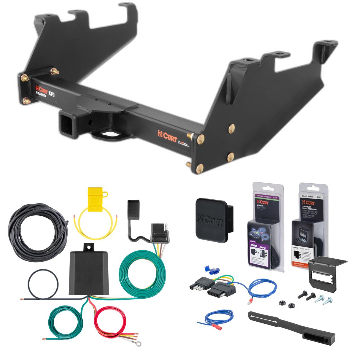 85 - 87 GMC C2500 With 10" step bumper Curt 2" Class 5 Trailer Tow Hitch + 5-Flat Wiring Kit Tow Boat/Utility Trailer with Surge Brakes 15317 thumbnail 0