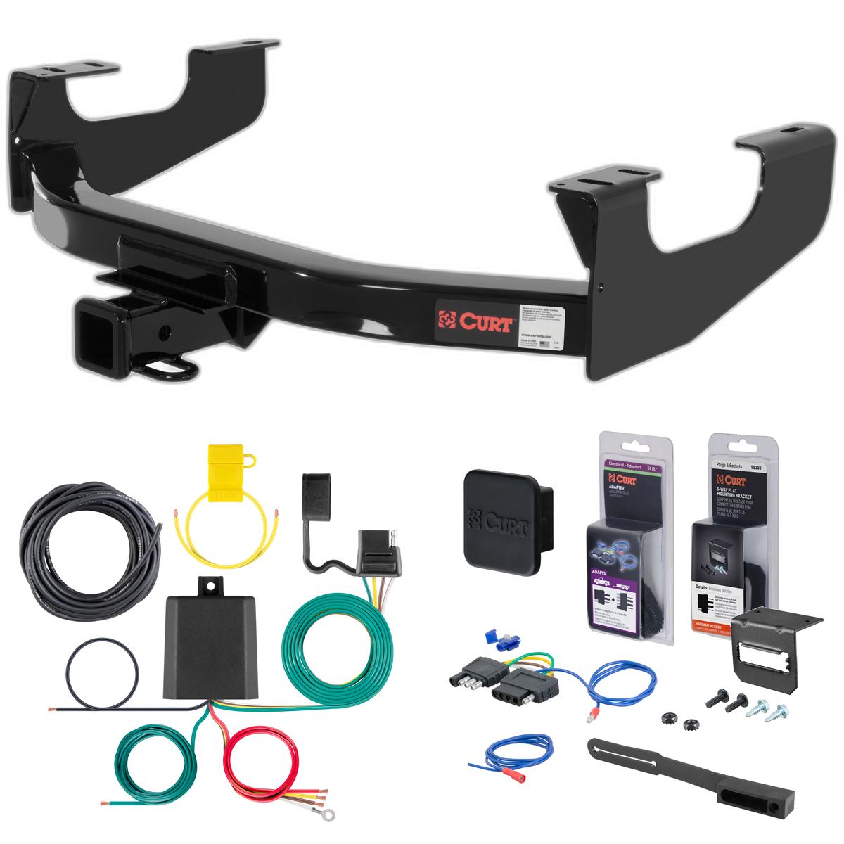08 - 16 Ford F-450 Super Duty Excluding cab & chassis Curt 2" Class 3 Trailer Tow Hitch + 5-Flat Wiring Kit Tow Boat/Utility Trailer with Surge Brakes 13355 thumbnail 0