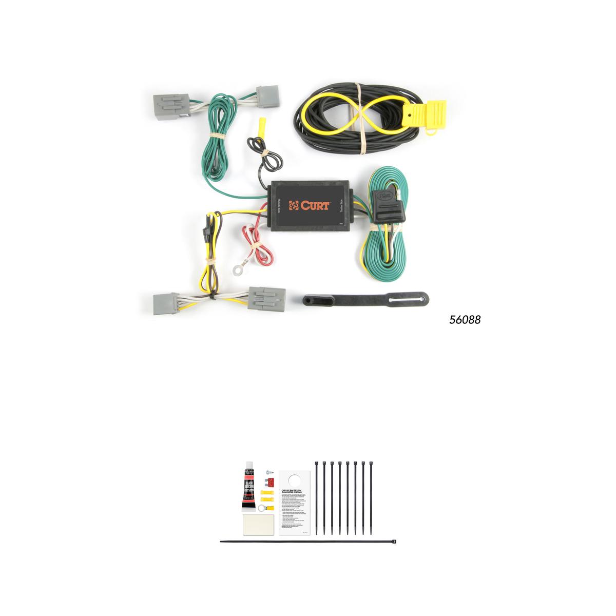 CURT Custom Wiring Harness, 4-Way Flat Output, Select Ford Mustang Trailer Connector Kit thumbnail 0