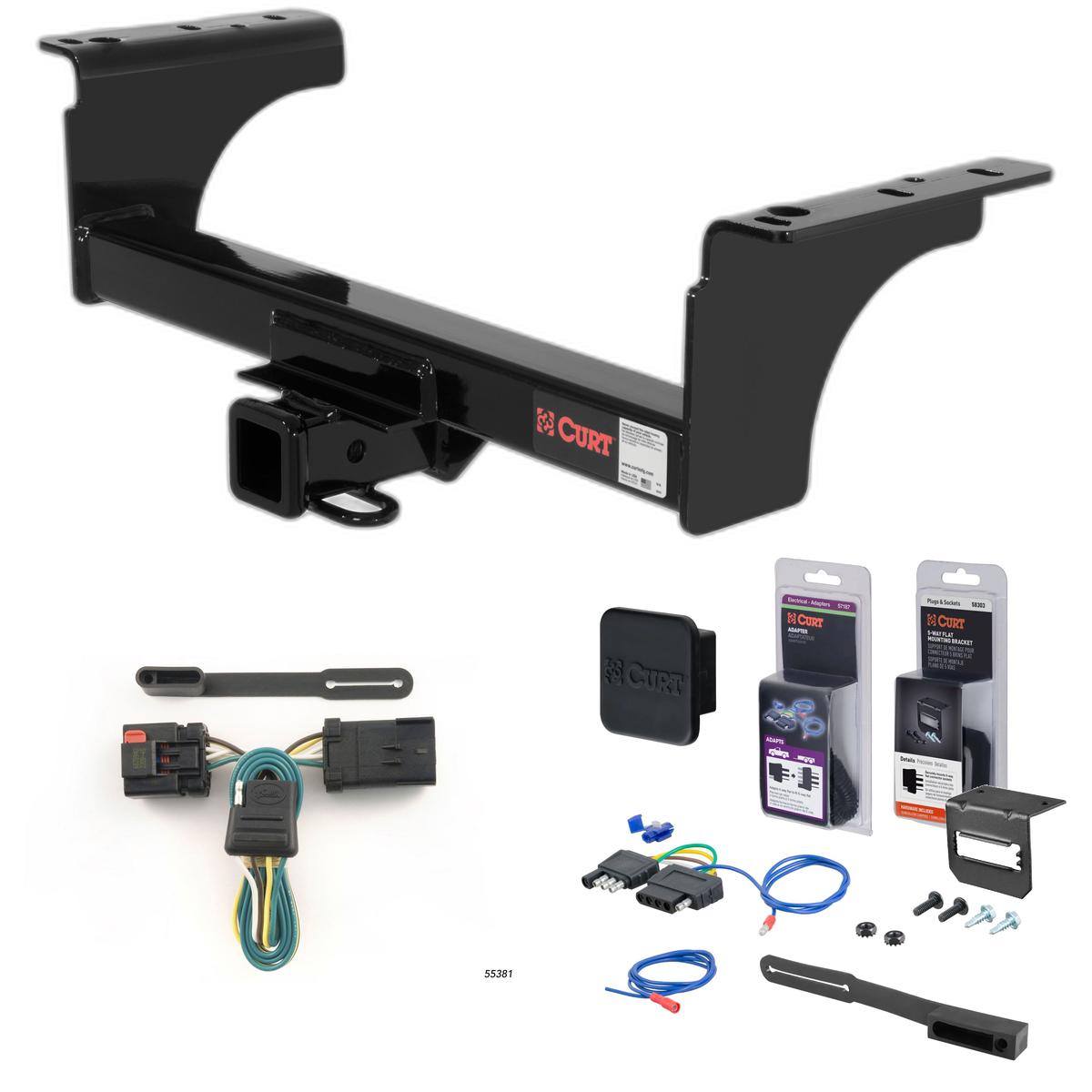 07 - 10 Dodge Ram 3500 Cab & chassis Curt 2" Class 4 Trailer Tow Hitch + 5-Flat Wiring Kit Tow Boat/Utility Trailer with Surge Brakes 14070 thumbnail 0