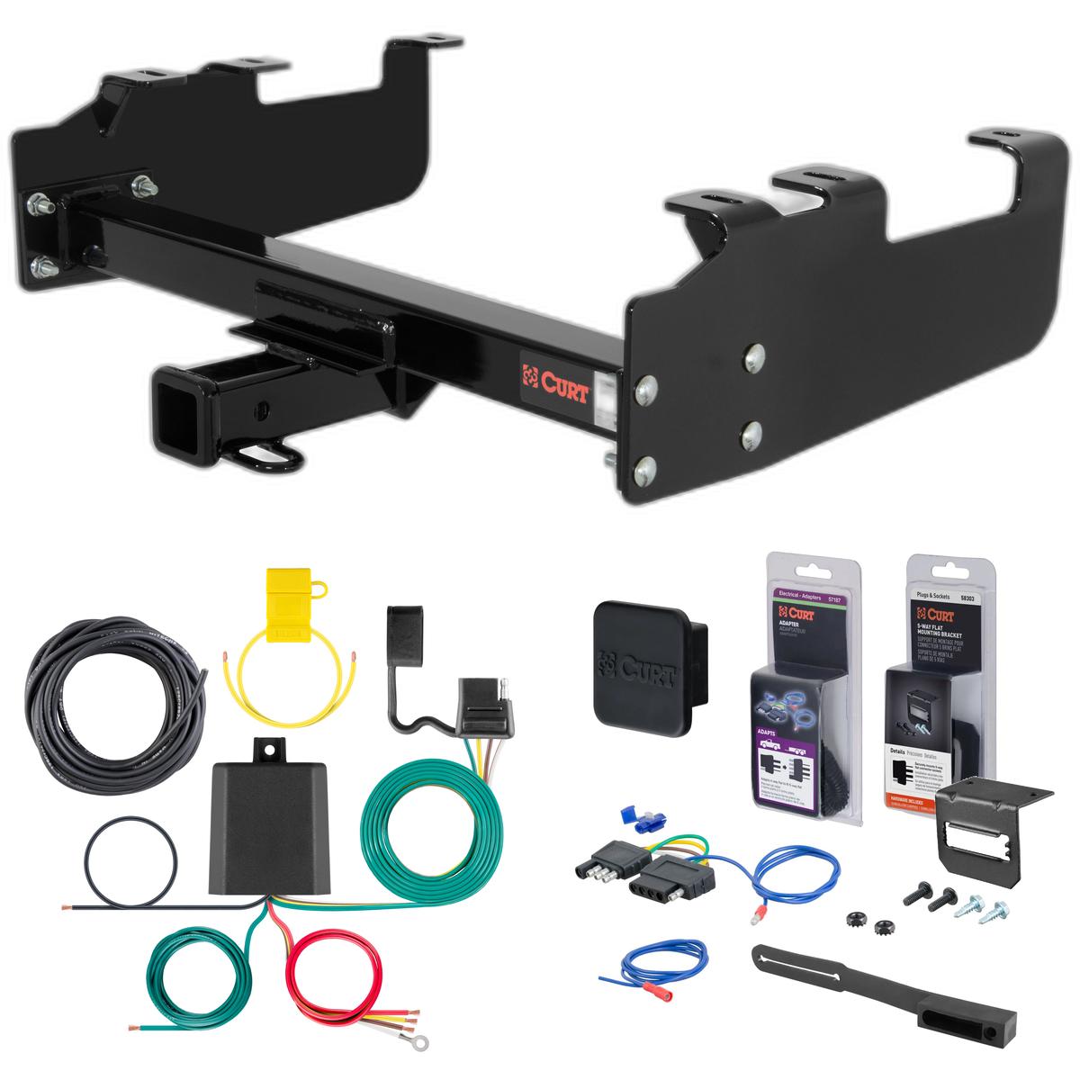 85 - 87 GMC C3500 With 10" step bumper Curt 2" Class 3 Trailer Tow Hitch + 5-Flat Wiring Kit Tow Boat/Utility Trailer with Surge Brakes 13099 thumbnail 0