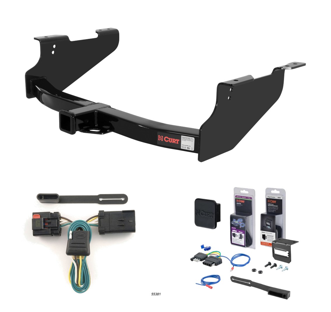 2003 - 2008 Dodge Ram 1500 Will not fit with factory receiver (built in or after 11/02) Curt 2" Class 3 Trailer Tow Hitch + 5-Flat Wiring Kit Tow Boat/Utility Trailer with Surge Brakes 13361-1 thumbnail 0