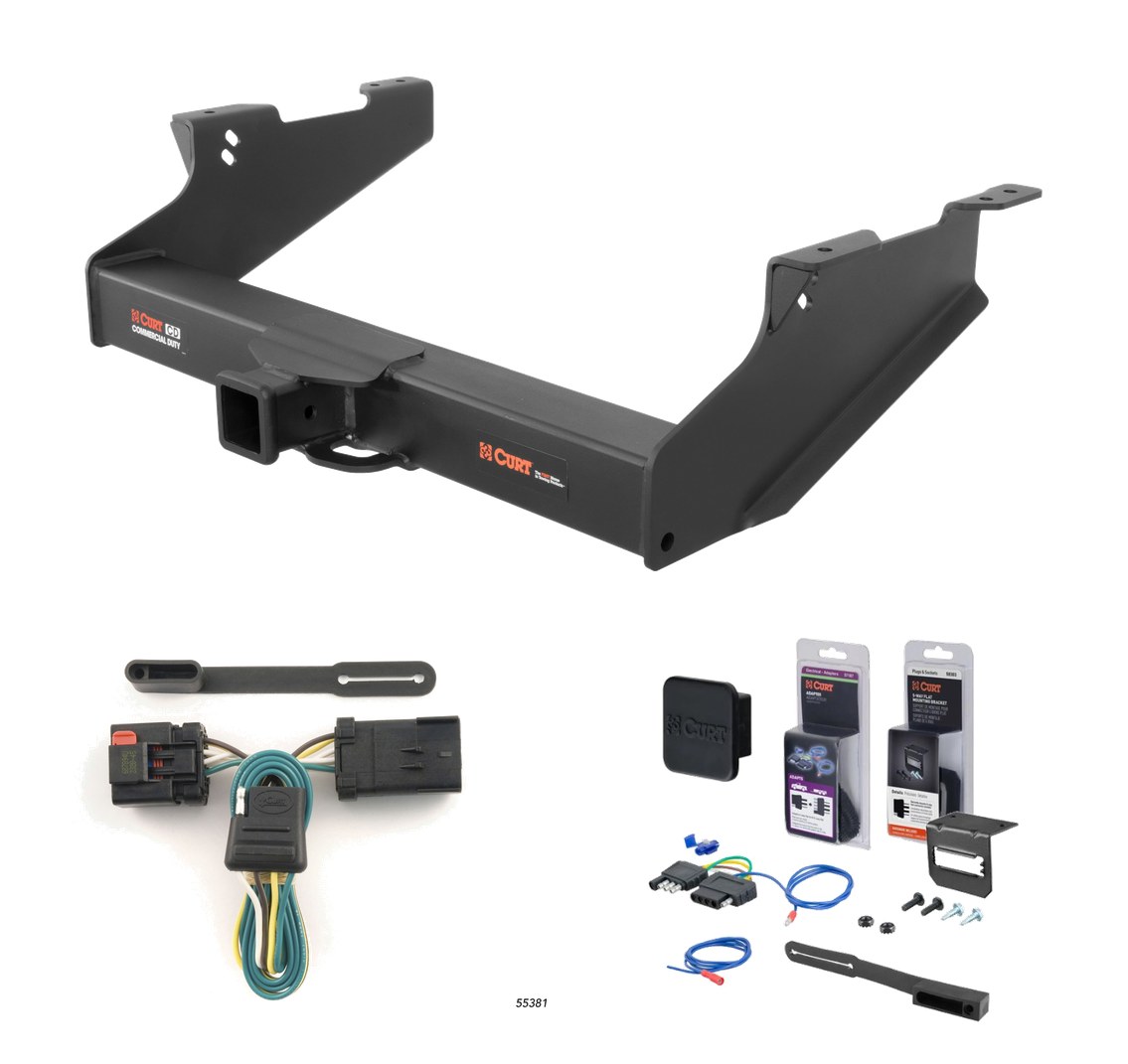2003 - 2008 Dodge Ram 1500 Will not fit with factory receiver (built in or after 11/02) Curt 2-1/2" Class 5 Trailer Tow Hitch + 5-Flat Wiring Kit Tow Boat/Utility Trailer with Surge Brakes 15704-1 thumbnail 0