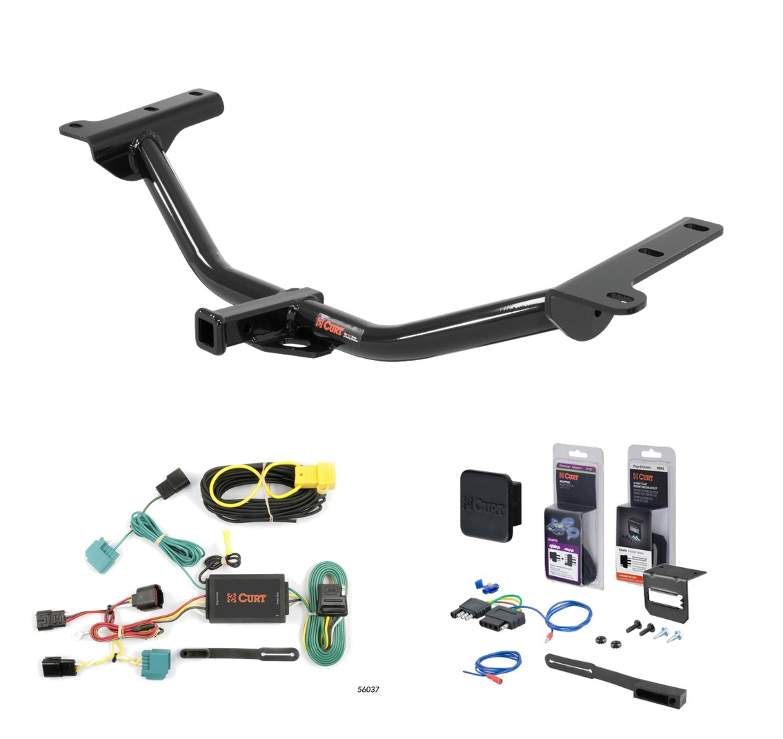 2009 Dodge Journey Curt 1-1/4" Class 2 Trailer Tow Hitch + 5-Flat Wiring Kit Tow Boat/Utility Trailer with Surge Brakes 12134 thumbnail 0