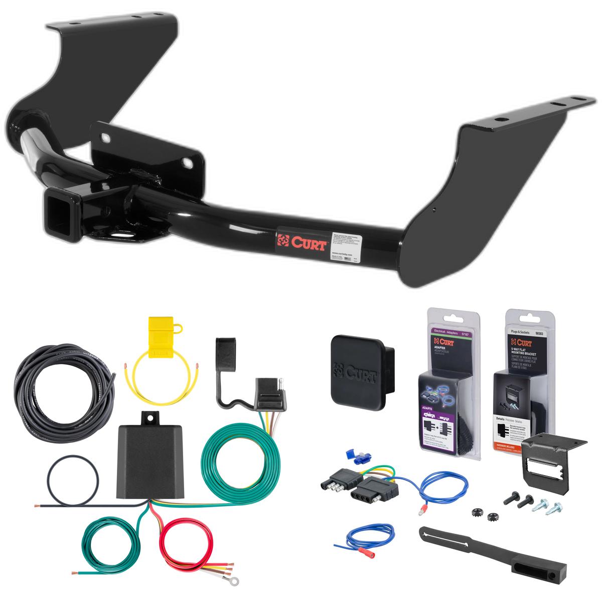 09 - 10 Dodge Ram 1500 Excluding factory receiver Curt 2" Class 3 Trailer Tow Hitch + 5-Flat Wiring Kit Tow Boat/Utility Trailer with Surge Brakes 13374-1 thumbnail 0