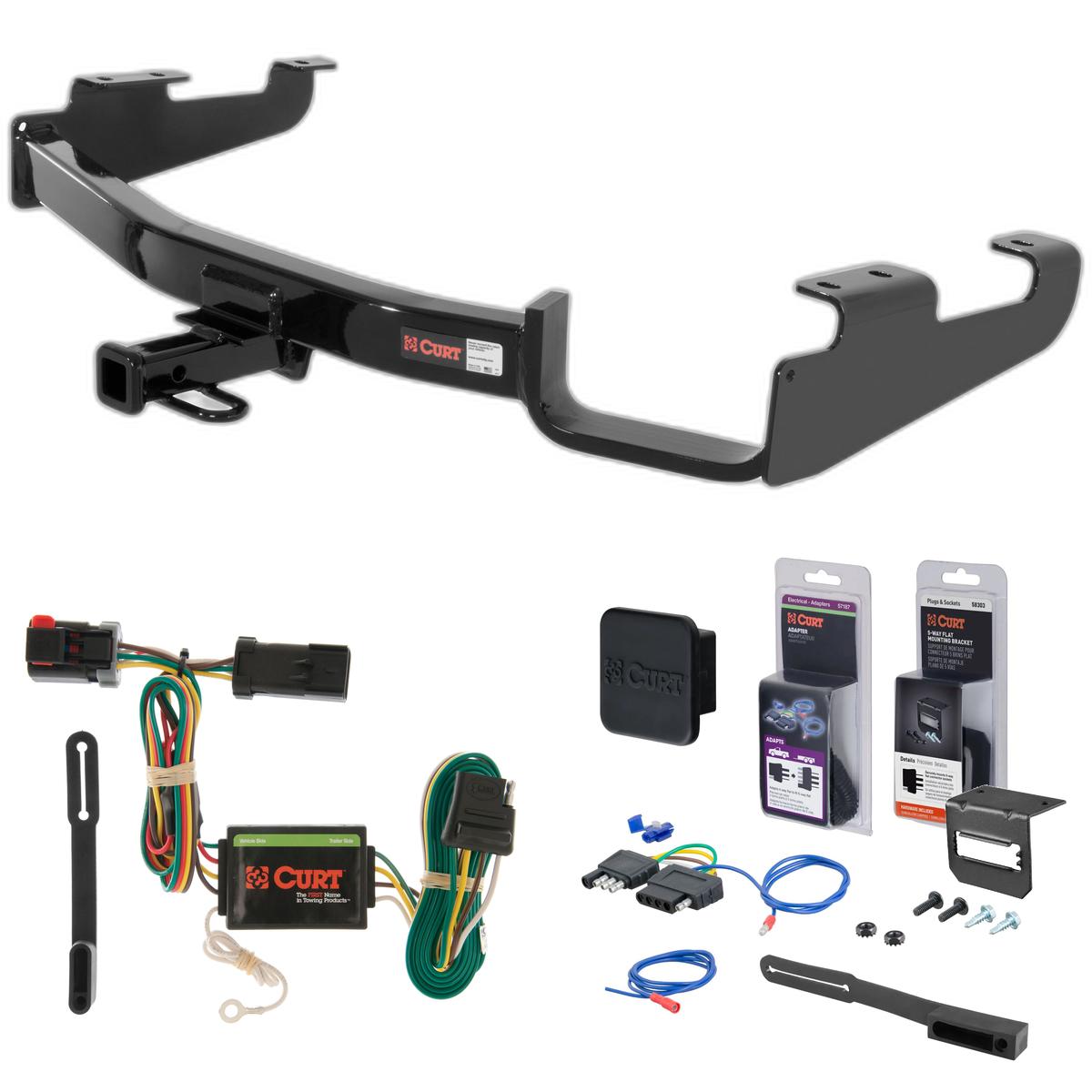 01 - 03 Chrysler Town & Country Excluding Stow 'n Go Curt 1-1/4" Class 2 Trailer Tow Hitch + 5-Flat Wiring Kit Tow Boat/Utility Trailer with Surge Brakes 12362 thumbnail 0
