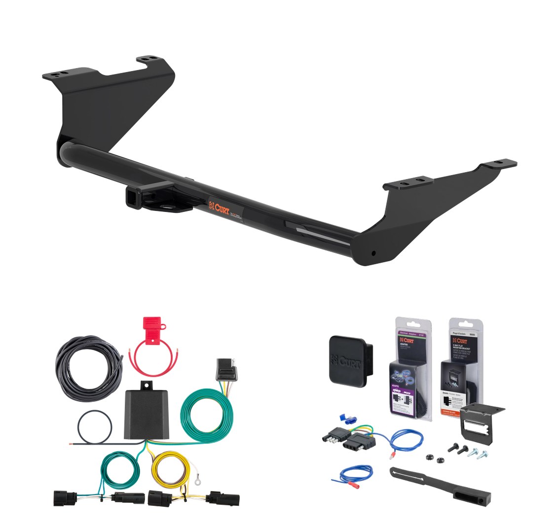 2017 - 2020 Chrysler Pacifica Pacifica w/o LED Tailights Curt 1-1/4" Class 2 Trailer Tow Hitch + 5-Flat Wiring Kit Tow Boat/Utility Trailer with Surge Brakes 12180 thumbnail 0
