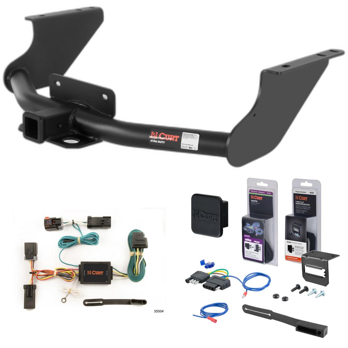 09 - 10 Dodge Ram 1500 Excluding factory receiver Curt 2" Class 5 Trailer Tow Hitch + 5-Flat Wiring Kit Tow Boat/Utility Trailer with Surge Brakes 15572 thumbnail 0