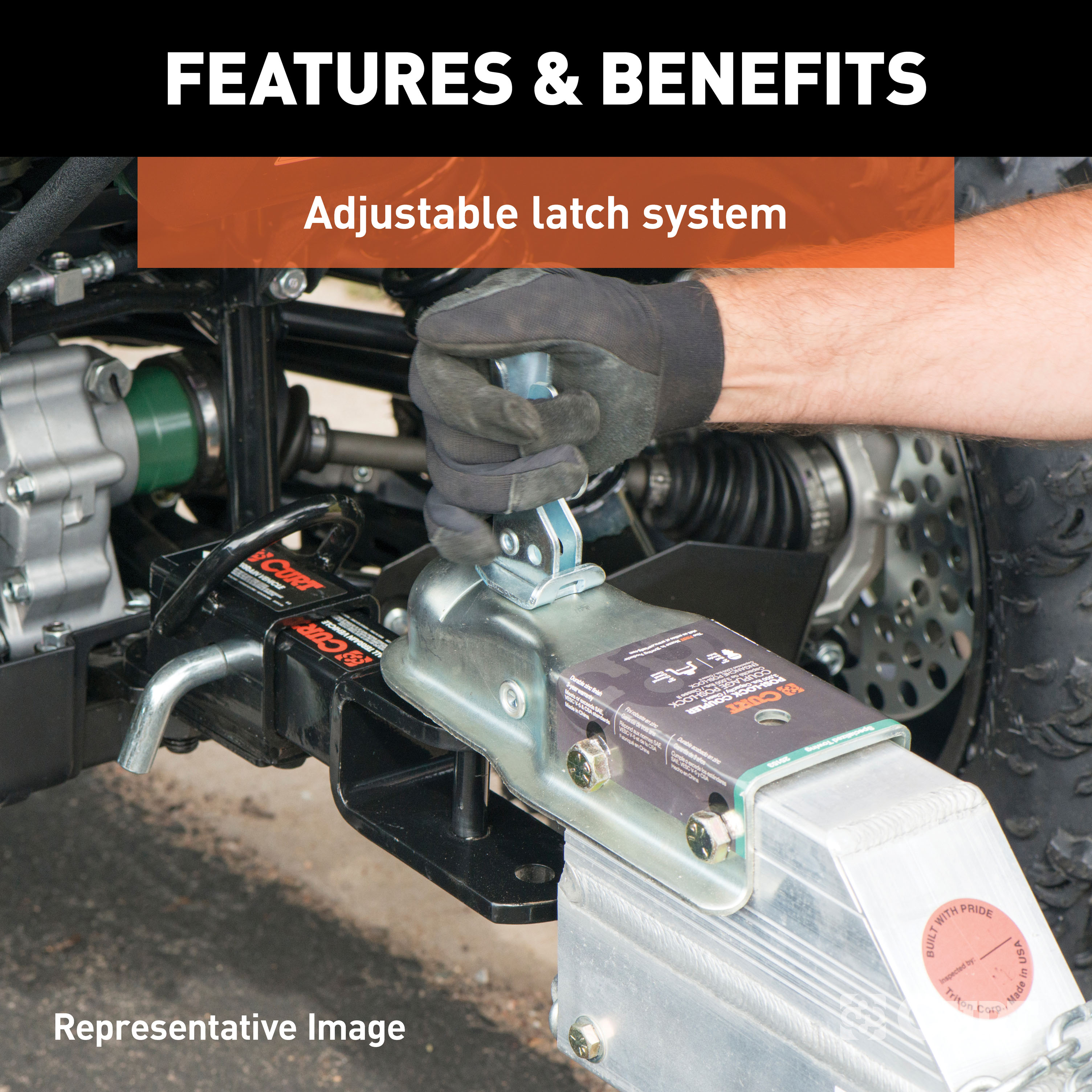 CURT 3,500 lbs 2" Straight-Tongue Coupler with Posi-Lock (3" Channel) Zinc Trailer Hitch Coupler thumbnail 4