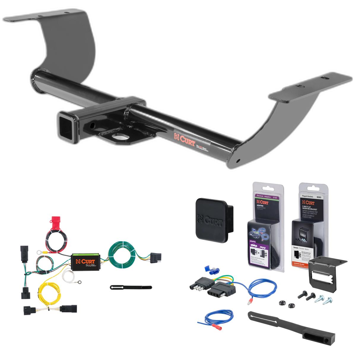 15 - 23 Dodge Charger Excluding GT and Hellcat Curt 2" Class 3 Trailer Tow Hitch + 5-Flat Wiring Kit Tow Boat/Utility Trailer with Surge Brakes 13236 thumbnail 0