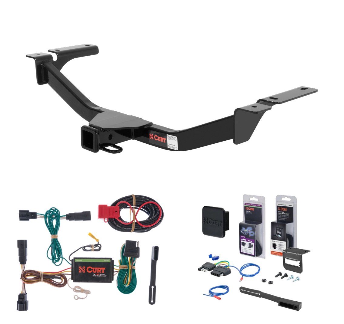 2011 - 2014 Ford Edge Fits beneath factory 1-1/4" receiver hitch Curt 2" Class 3 Trailer Tow Hitch + 5-Flat Wiring Kit Tow Boat/Utility Trailer with Surge Brakes 13067 thumbnail 0