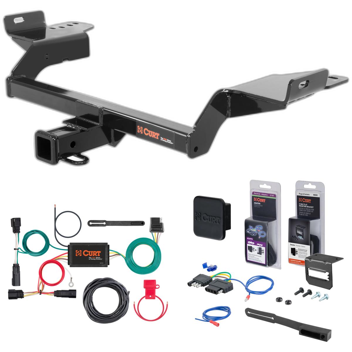 17 - 18 Ford Escape Excluding SE models Curt 2" Class 3 Trailer Tow Hitch + 5-Flat Wiring Kit Tow Boat/Utility Trailer with Surge Brakes 13186 thumbnail 0