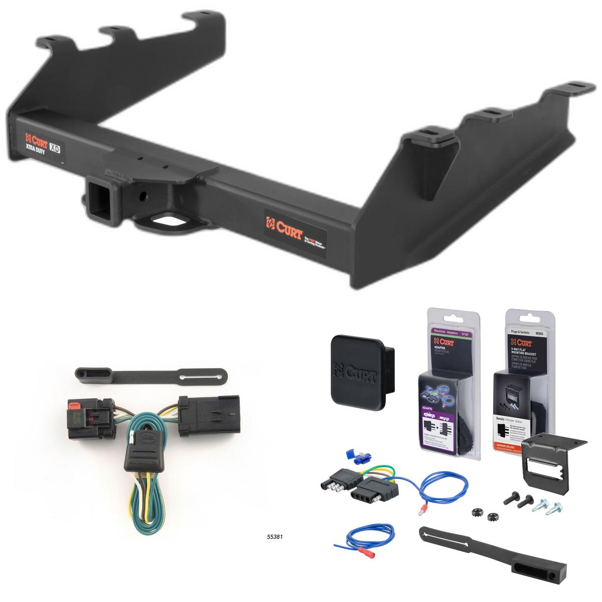 94 - 02 Dodge Ram 2500 8' bed, factory bumper Curt 2" Class 5 Trailer Tow Hitch + 5-Flat Wiring Kit Tow Boat/Utility Trailer with Surge Brakes 15319 thumbnail 0