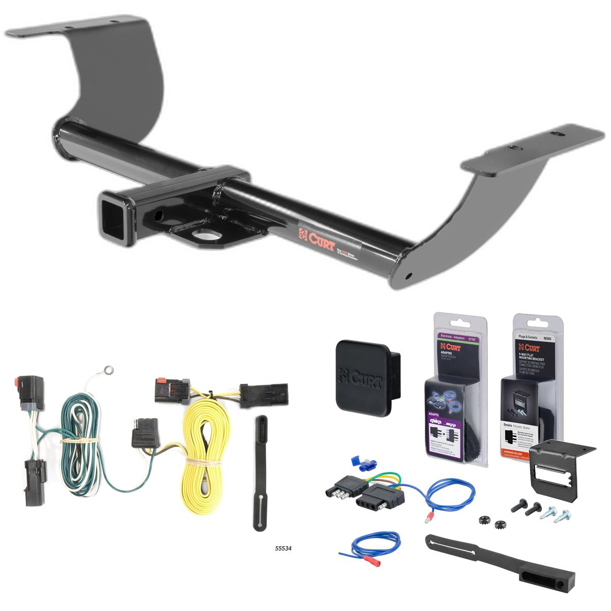 11 - 14 Dodge Challenger Excluding Demon, Hellcat and SRT Curt 2" Class 3 Trailer Tow Hitch + 5-Flat Wiring Kit Tow Boat/Utility Trailer with Surge Brakes 13236 thumbnail 0