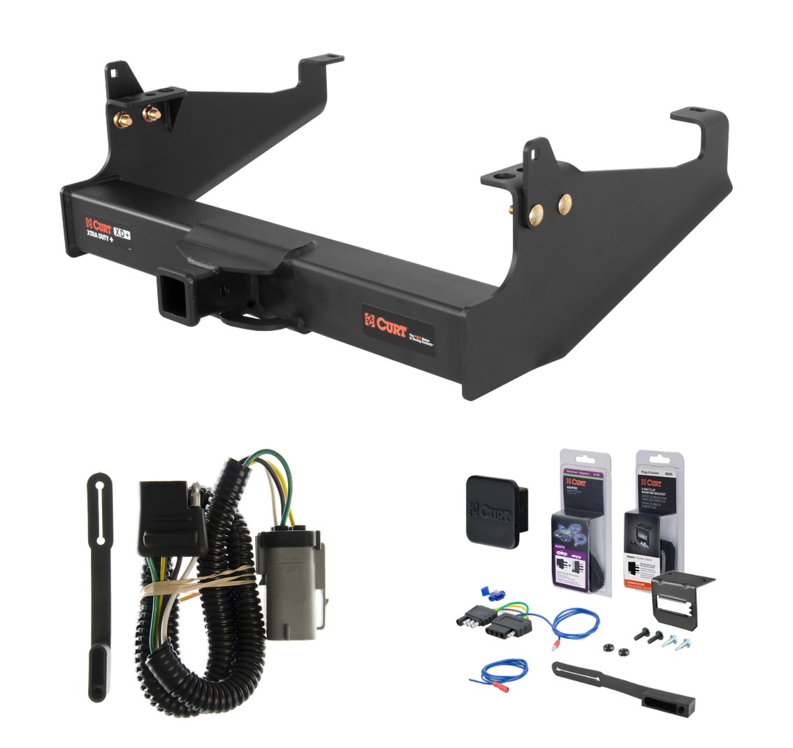 2002 - 2004 Ford F-350 Super Duty Cab & chassis with 34" frame width (O.D.) Curt 2" Class 5 Trailer Tow Hitch + 5-Flat Wiring Kit Tow Boat/Utility Trailer with Surge Brakes 15445 thumbnail 0