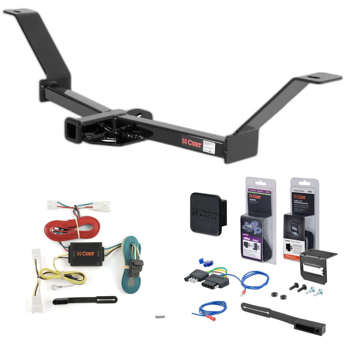 07 - 10 Hyundai Elantra Sedan Curt 1-1/4" Class 1 Trailer Tow Hitch + 5-Flat Wiring Kit Tow Boat/Utility Trailer with Surge Brakes 11467 thumbnail 0